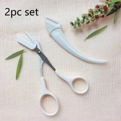 Eyebrow Razor Eyebrow Trimmer Scissor Beauty Products for Women Eyebrow Scissors with Comb Stainless Steel Beauty Makeup Tools Good Vibrations