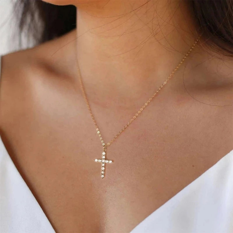 Elegant Crosses Choker Necklace Pendant with Stylish Jewelry Accessory for Trendy Women Ladies Daily Use Casual Wear Good Vibrations