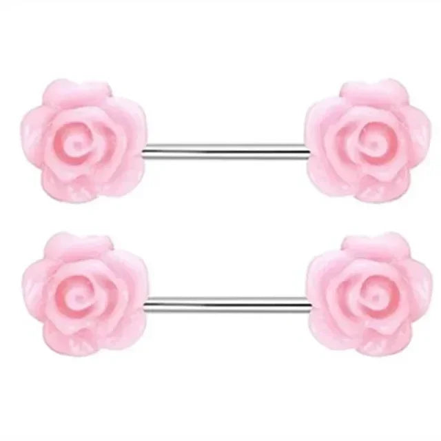 1Pair Green Butterfly Nipple Piercing Jewelry 14G Pink Heart Nipple Rings for Women Flower Nipple Piercing Barbell Pezon Mujer Good Vibrations Adult Super Store