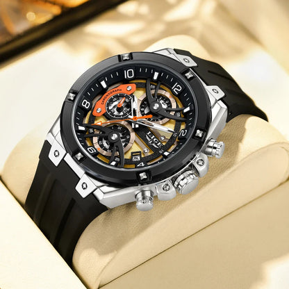 LIGE Luxury Military Men Watch Waterproof Luminous Date Sport Man Wristwatch Chronograph Silicone Strap Quartz Men's Watches Good Vibrations