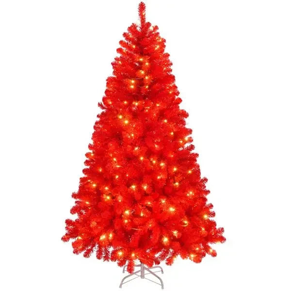 6 FT Pre-Lit Artificial Christmas Tree Hinged Pine Tree 800 Branch Tips 300 Remote Control Lights for Holiday Party Office Good Vibrations