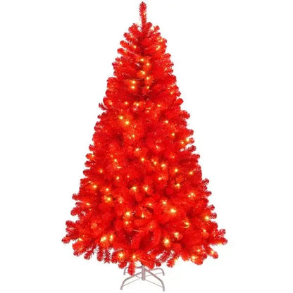 6 FT Pre-Lit Artificial Christmas Tree Hinged Pine Tree 800 Branch Tips 300 Remote Control Lights for Holiday Party Office Good Vibrations