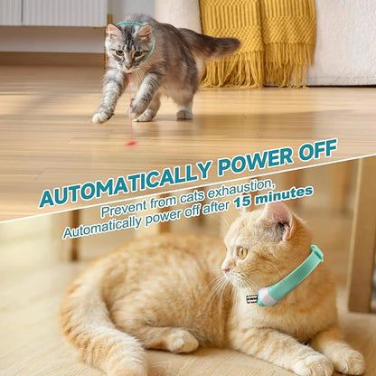 Cat Collar Laser Toy with Red Light, Interactive Cat Laser Toy for Bored Indoor Cats, Rechargeable Electric Laser Collar Toy Good Vibrations