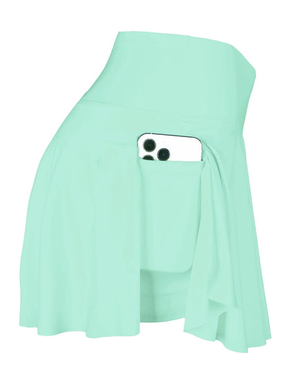 Women's Cross Waist Fake Two Pieces Sports Tennis Pockets Pant Skirt For Workout Fitness Badminton Yoga Fitness Running Marathon Good Vibrations