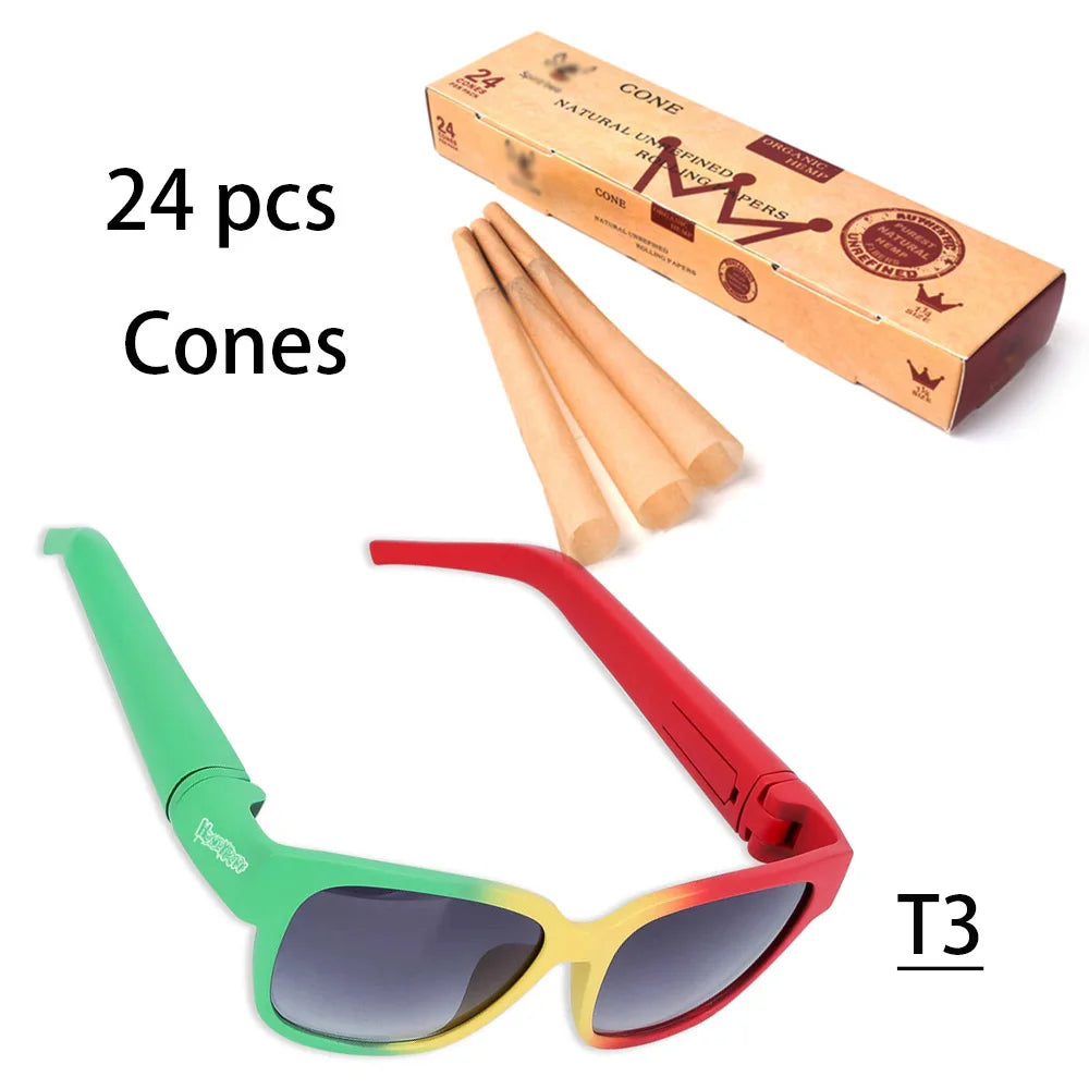 Fashion Sunglasses with Hidden Horn Tube Storage Removable Glasses Holder Rolling Paper Smoking Accessories Good Vibrations Adult Super Store