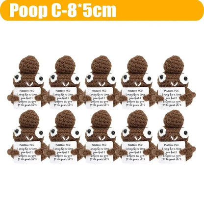 Positive Energy Handmade Plush Wool Knitting Shark Potatoes Doll Emotional Support Hug Pocket with Card Creative Festivals Gift Good Vibrations