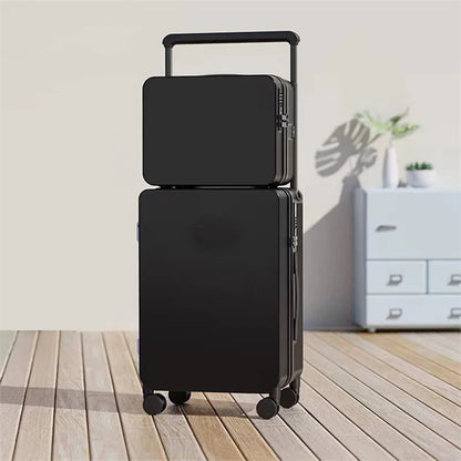20+14"24+14" Luggage Set with USB & Cup Holder TSA Lock 360° Wheels Side-standing foot hook PC+ABS Suitcase Foldable Travel case Good Vibrations