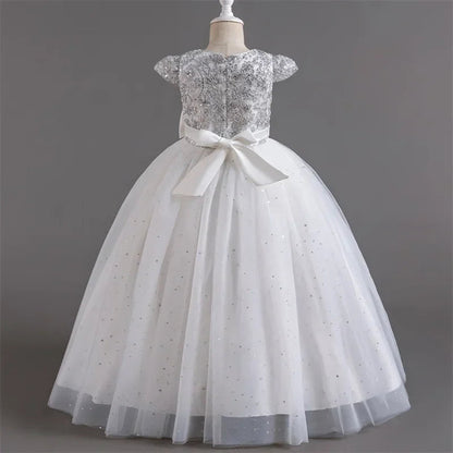 2024 Teen Girls Bridesmaid Flower Dresses for Wedding Elegant Luxury Party Sequin Lace Princess Evening Dress Birthday Prom Gown Good Vibrations