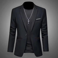 Men's Trendy Leisure Boutique Suit Jacket  Autumn Casual Business Slim Fit Non-ironing Single Button Suit Solid Formal Blouse Good Vibrations