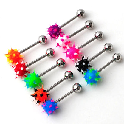 Surgical Steel Vibrating Tongue Ring Tongue Piercing Ring Colorful Rock Personality Rubber Barbell Tongue Ring Bar Body Jewelry Good Vibrations