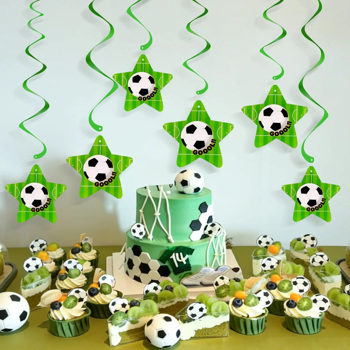 Soccer Party Hanging Decor Pull Flag Banner Spiral Football Birthday Party Soccer Club DIY Decoration Supplies Garland Pennant Good Vibrations