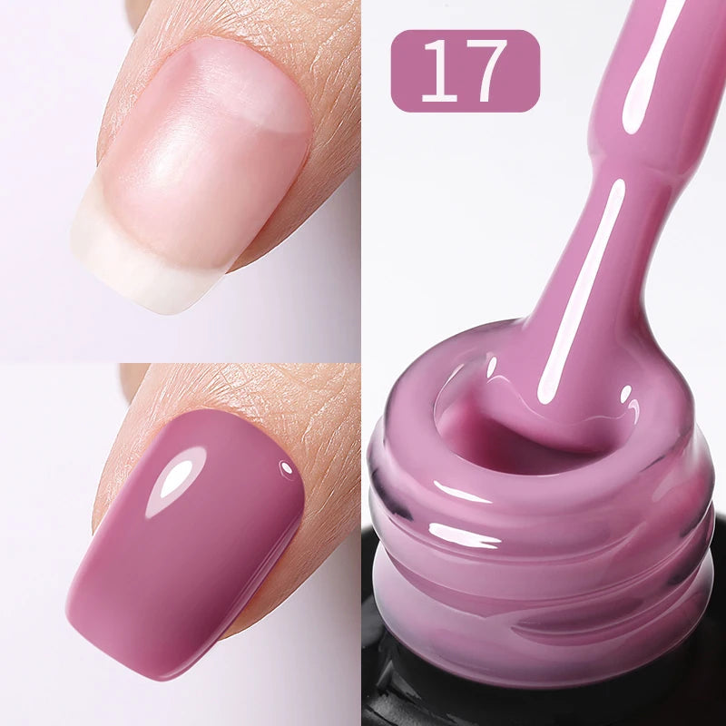 BORN PRETTY 15ml Milky Pink Rubber Base Gel Nail Polish Glitter Semi-Permanent Varnish Soak Off Self Leveling UV LED Polish Good Vibrations