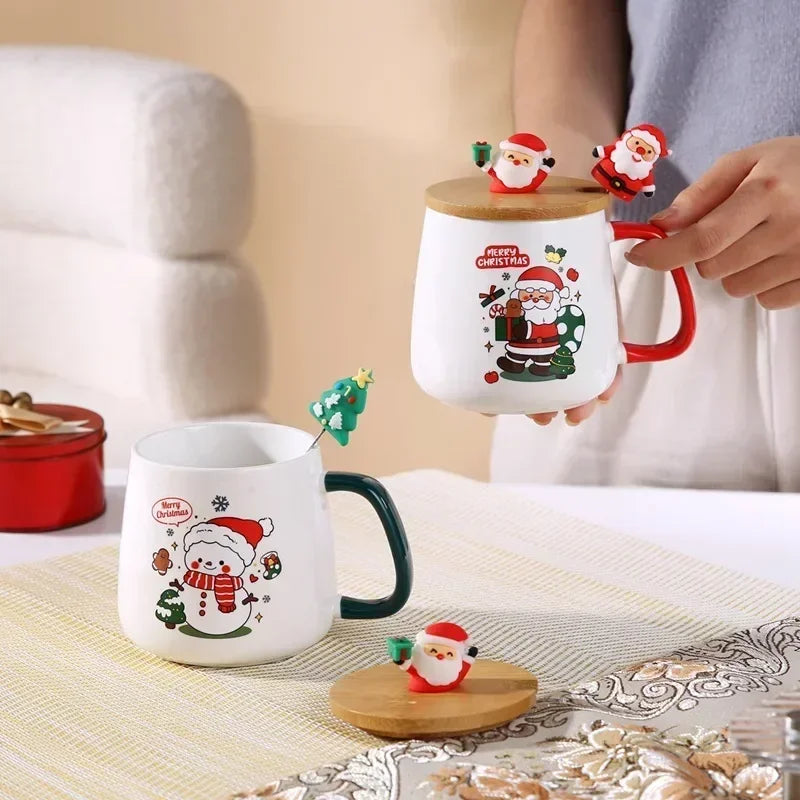 Christmas gift Ceramic mug gift box ceramic mug  mug with lid with spoon Mug set cup cup Coffee cup Christmas cup Good Vibrations