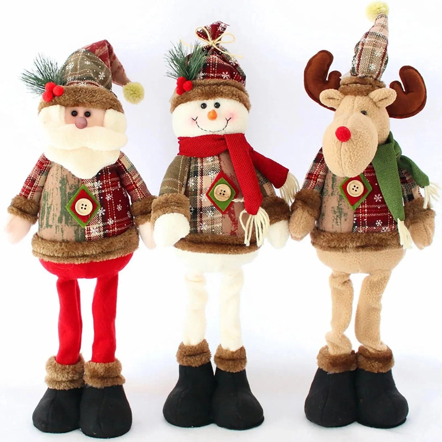 Christmas Santa Snowman-Reindeer Christmas Decoration 2024 Leg Table Mantel Decoration Plush Dolls Christmas Gifts for Kids Baby Good Vibrations
