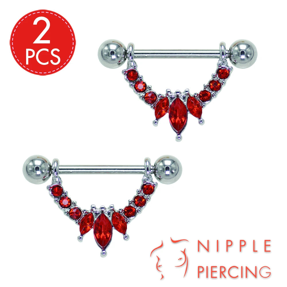 1Pair Surgical Steel Nipple Rings Nipple Piercing Bar Jewelry for Women Men with Sparkle CZ 14G Barbell Body Jewelry Accessories Good Vibrations