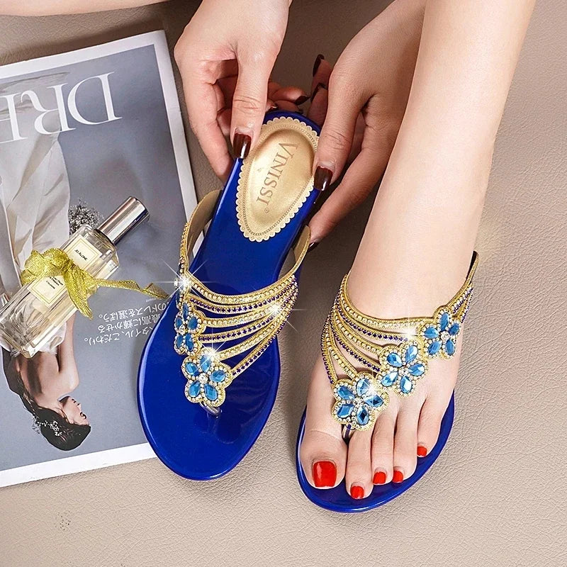 HOVINGE Summer Shoes Elegant Open Toe Summer Slides Female Outdoor Shoes High Quality Ladies Fashion Sandals Evening Flip Flop Good Vibrations