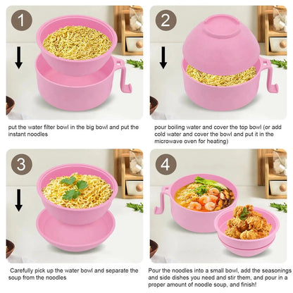 Ramen Cooker, Microwave Ramen Bowl Set with Chopsticks Spoon Ramen Noodle Bowl Instant Cooking for College Dorm Room Essentials Good Vibrations