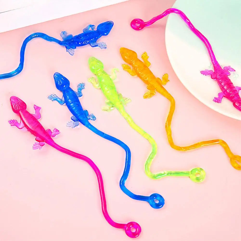 1-10X Colorful Lizard Retractable Sticky Gadget Toys For Kids Birthday Party Favors Pinata Fillers Halloween Gift Pinata Filler Good Vibrations