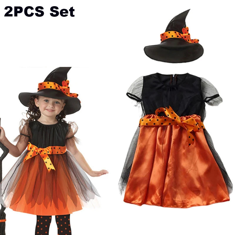 Halloween Costume for Girls Dress Scarlet Witch Vampire Devil Ghost Carnival Party Dress Up Hoodwinked Suit Kids Cosplay Clothes Good Vibrations