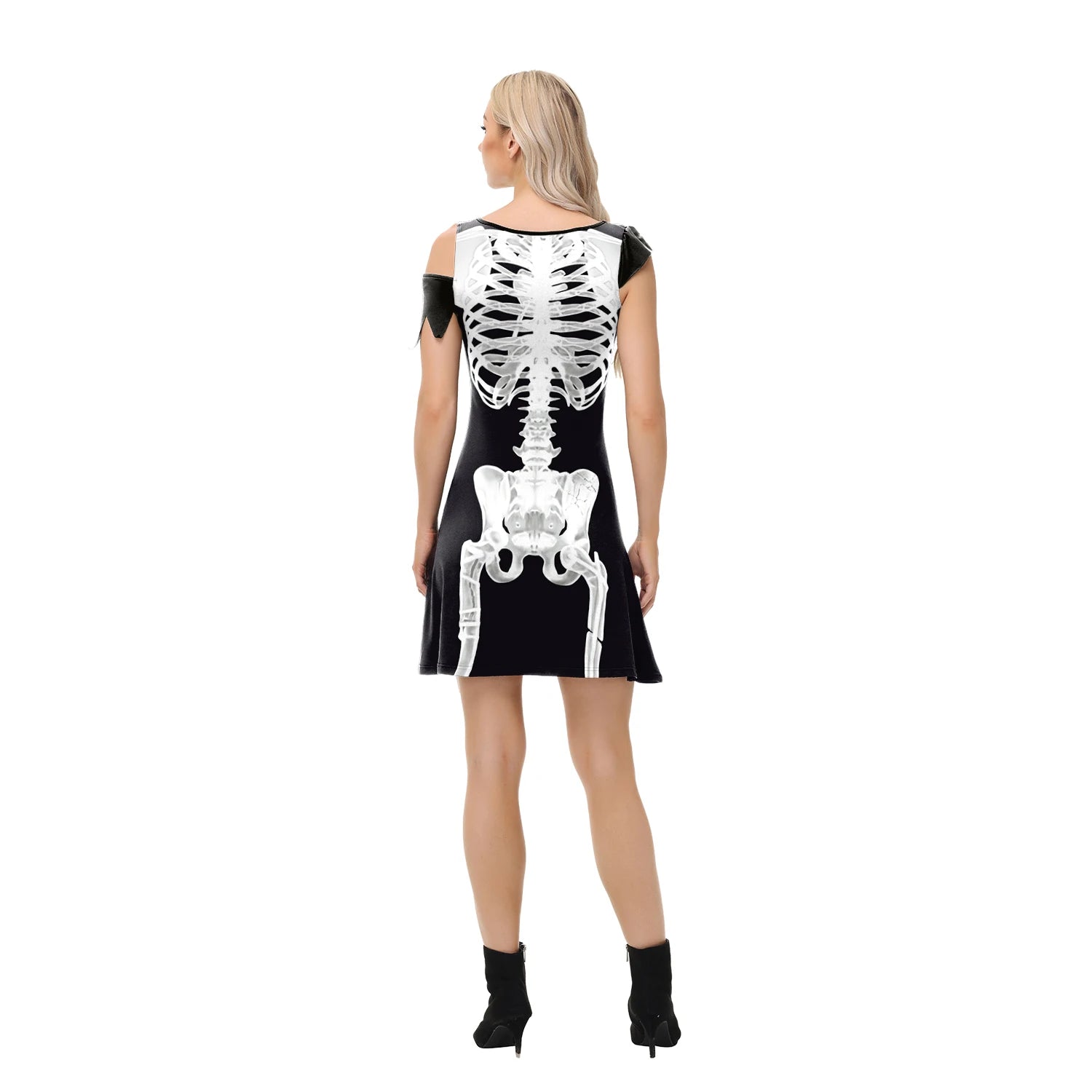 Funny Pink Skeleton Dress Halloween Ghost Cospaly Costume Women Dress Day of The Dead Robe Skull Dress Carnival Party Outfit Good Vibrations
