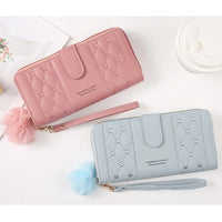Women Long Wallet Pu Leather Card Holder Large Capacity Hasp Zipper Coin Purse Multi Card Organizer Cell Phone Wristlet Handbag Good Vibrations