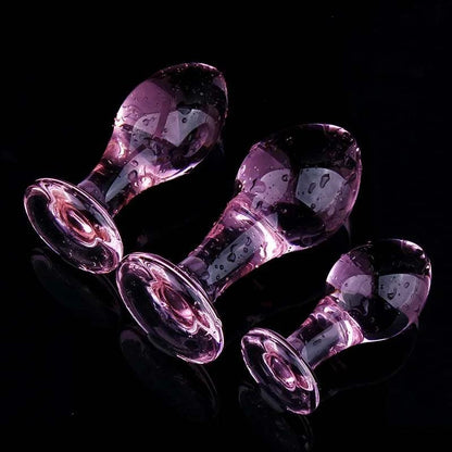 Pink Crystal Glass Butt Plug for Women's Anal and Pleasure