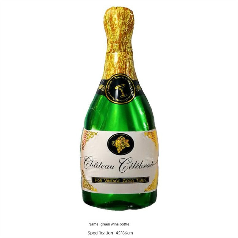 Adult Birthday Arrangement Champagne Bottle Wine Glass Shape Aluminum Film Balloon Wedding Party New Year Decoration Photo Props Good Vibrations