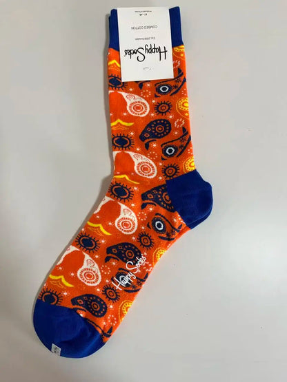 Cotton Happy Socks Men's Classic Crew Sock Shoe Size 10 - 13 Soft Good Vibrations