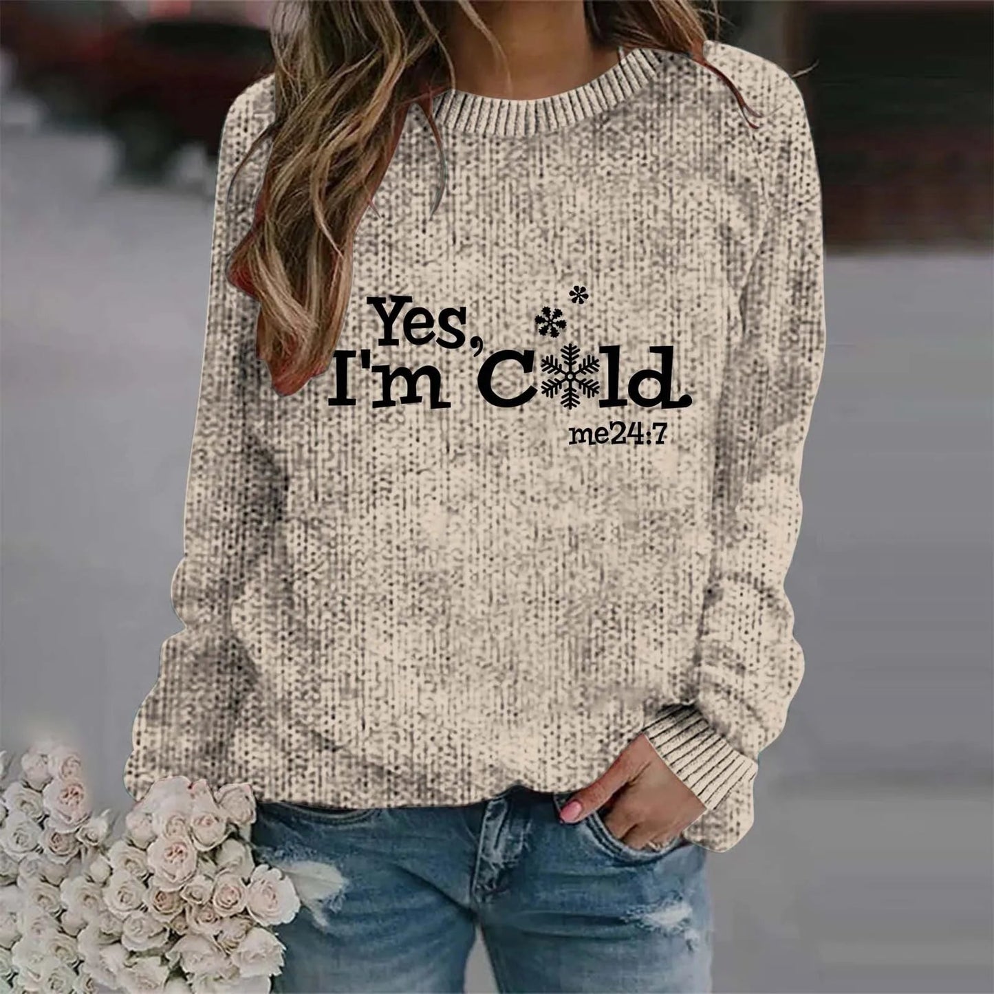 Women's Y2k Letter Print Knitwear Large Size Loose Soft Pullover Sweater Comfy Casual Crewneck Long Sleeve Sweater Jersey New Good Vibrations