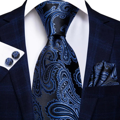 Hi-Tie Blue Business Solid 100% Silk Men's Tie NeckTie 8.5cm Ties for Men Formal Luxury Wedding High Quality Gravata Good Vibrations