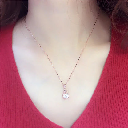 White Shiny Flower Jewelry Set Plated  Rose Gold Earrings for Women Charms Rings Necklace Elegant Light Luxury Necklaces Good Vibrations