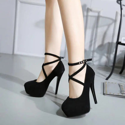Sexy High Heels Ladies Stilettos Strappy Pumps Women's Sandals Summer Shoes Platform Heels Woman Ankle Strap Shoes Good Vibrations
