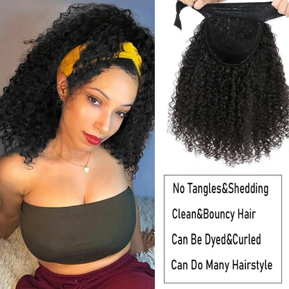 YAVIDA Curly Headband Wig Human Hair 10-24 Curly Hair Headband Wig Indian Virgin Machine Made  Human Hair Wigs With Headband Good Vibrations