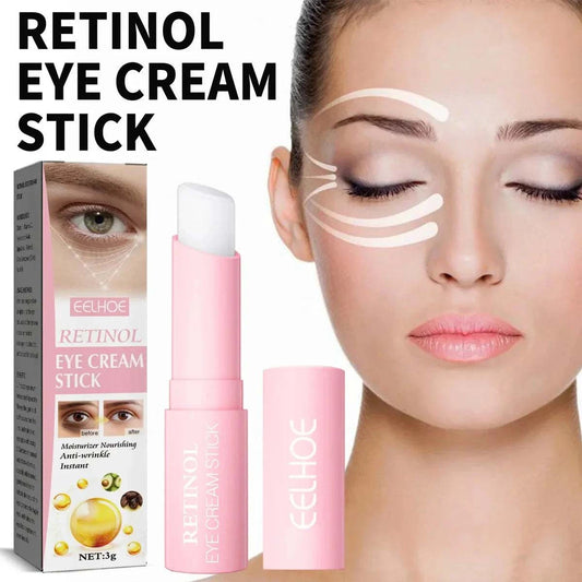 Retinol eye cream stick for moisturizing, reducing wrinkles, dark circles, and puffiness around the eyes.