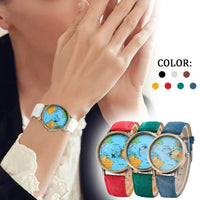 Fashion Global World Map Plane Denim Fabric Band Watch Casual Men Women Wristwatches Quartz Watch Gift Horloges Relógio Good Vibrations