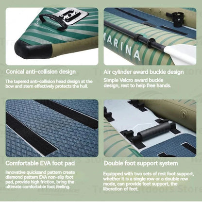 AQUA MARINA CALIBER Kayak Inflatable Boat for Fishing 2 People Kayaking Water Sports Boat Canoe PVC Dinghy Raft Seat 398x98cm Good Vibrations