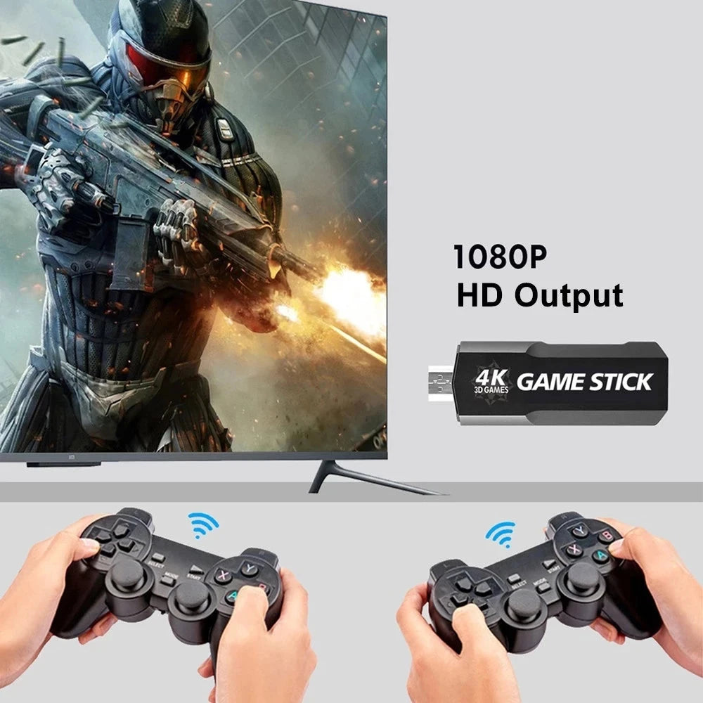 2025 New Video Game Console Double Wireless Controller Game Stick Retro Game Console 4K HD 128G 40000 Games 2.4G For PSP PS1 GBA Good Vibrations