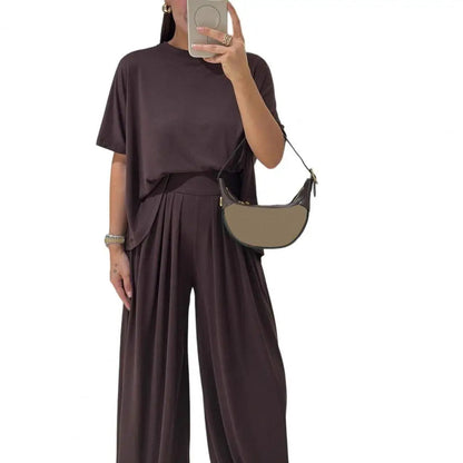 Women’s Two Piece Tracksuit Set Women Outfit Women Two-piece Suit Short Sleeve Crew Neck Top Pants Lounge Outfit for Summer Good Vibrations