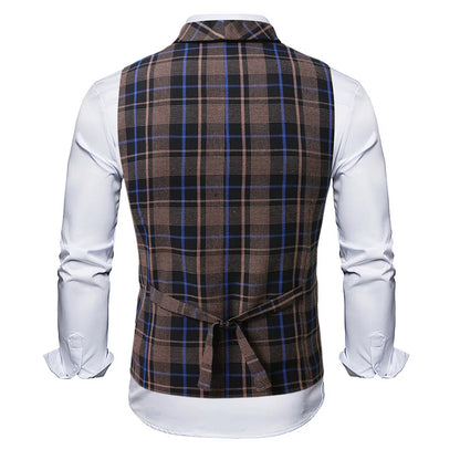 2025 Men's Spring Casual Single Button Suit Vest V Neck New Style  British Men's Suit Vest Waistcoat Formal Business Suit Vest