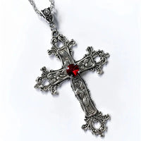 Gothic Irregular Cross Clavicle Chain Necklaces Y2K Punk Crystal Big Cross Pendant Necklaces for Women Men Aesthetic Jewelry Good Vibrations