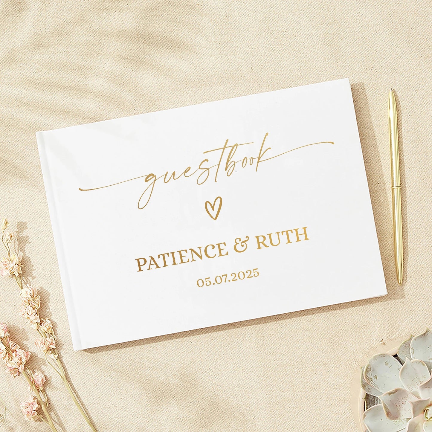 Personalized Guest Book for Wedding Noble Message Photo Album Simple Elegant Horizontal Wedding Reception Signing Book Good Vibrations