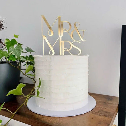 Mrs & Mrs Wedding Party Cake Topper Gold Black Ring Acrylic Wedding Cake Toppers Dessert Decoration Bride Groom Baking Supplies Good Vibrations