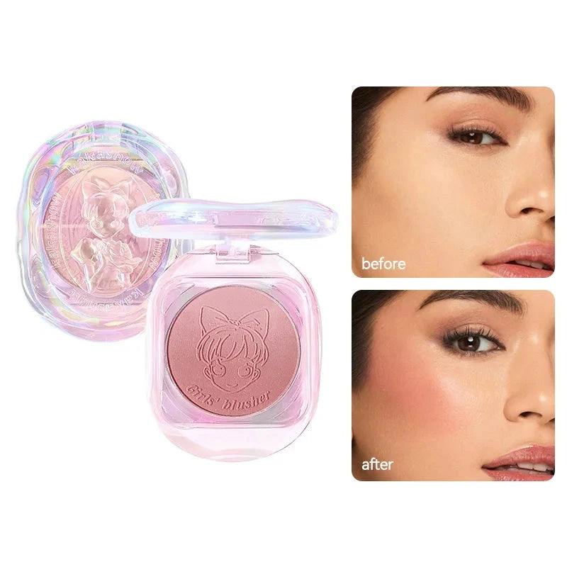 Kakashow Gradient Blush - Dual-Color with Subtle Shimmer and Matte Finish,Lasting Natural Peachy Glow for a Youthful Look Good Vibrations