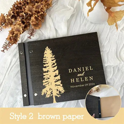 Personalized Guest Book Wedding Album Memory Wooden Adventure Rustic Unique Photo Album For Custom Name Marriage Wedding Gift Good Vibrations
