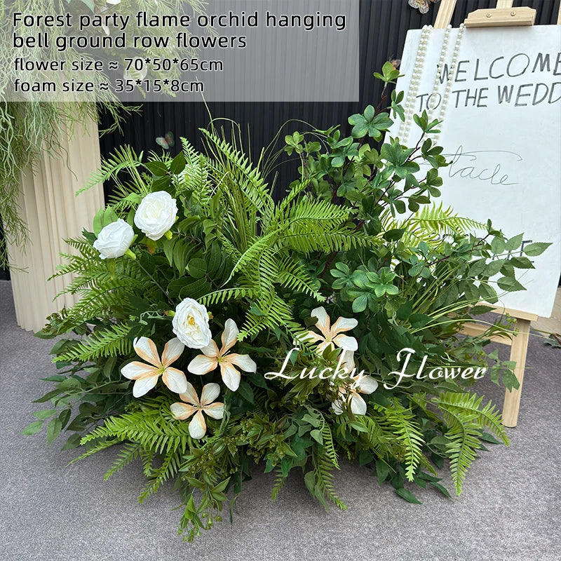 Artificial Plants Flower Arrangement Road Lead Greenery Ball Hang Flower Row Welcome Sign Decor Green Plant Floral Backdrop Prop Good Vibrations