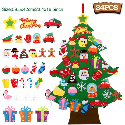 Kids DIY Felt Christmas Tree Merry Christmas Decorations For Home 2025 Christmas Ornaments Navidad 2026 New Year Gifts Xmas Tree Good Vibrations