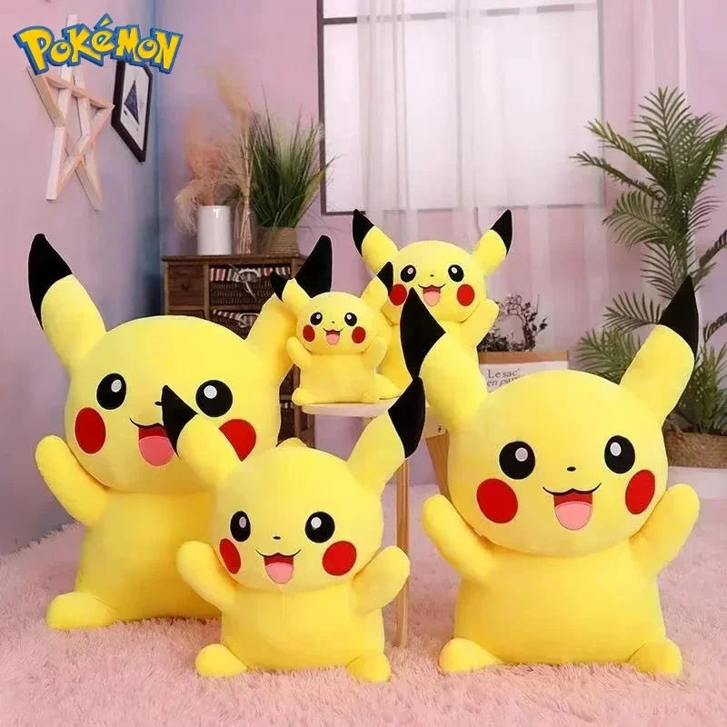 25/45/55/65CM Pokemon Pikachu Plush Doll Japanese Cartoon Animal Stuffed Children's Pikachu  Ornament Cushion Plushies Gift Good Vibrations