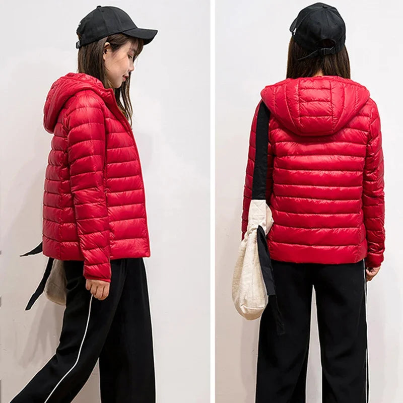 2021 New 90% Duck Down Jacket Women Autumn Winter Coat Lady Ultralight Down Jacket Good Vibrations
