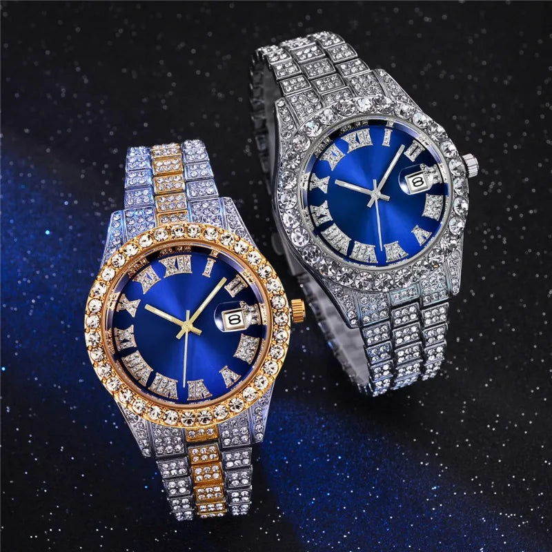 4pcs/set, Business Luxury Men's Rhinestone Watch Jewelry Set, Classic Silvery Men Quartz Calendar Wrist Watch - Gifts for Men, Good Vibrations