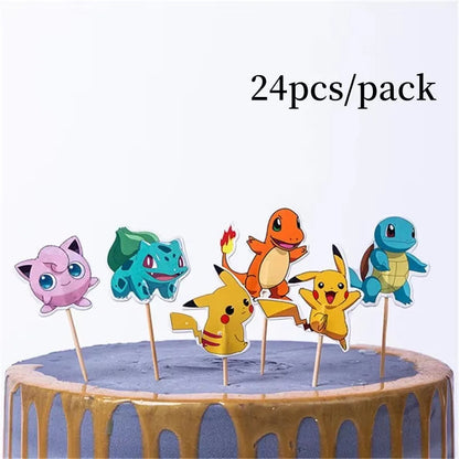 Pokemon Birthday Party Supplies Pikachu Decoration Banner Balloons Tableware Set Plates Napkins Baby Shower Children's Toy Gifts Good Vibrations